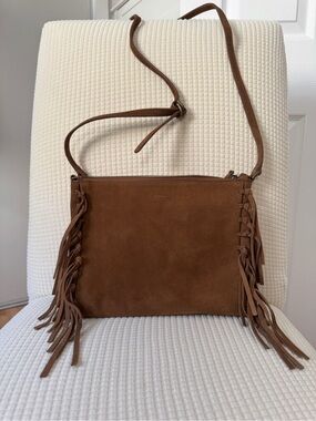 UGG Suede Boho Fringe Crossbody in Tan Brown